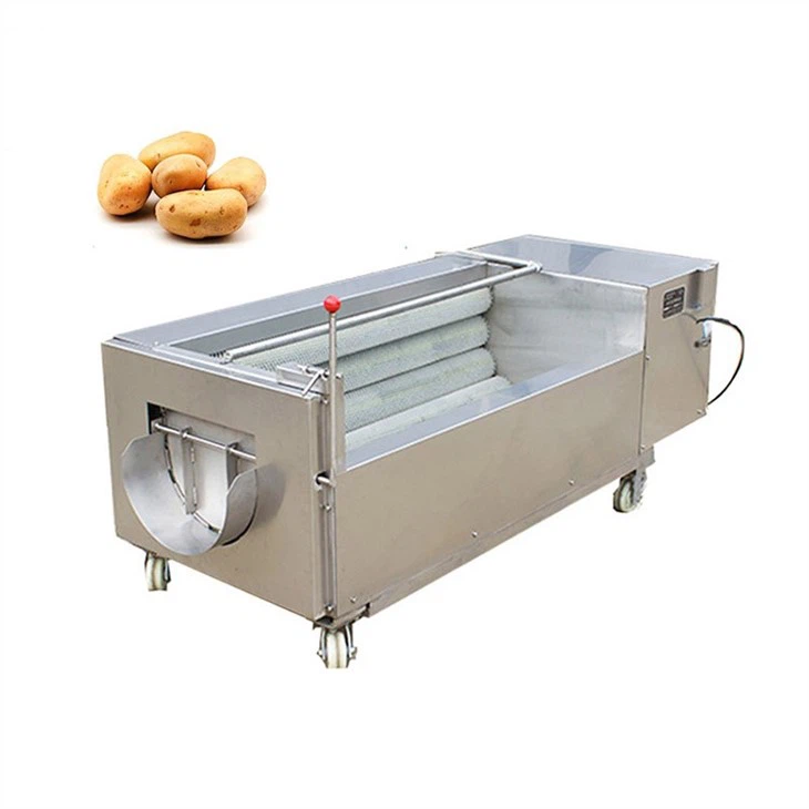 Máquina para lavar batatas e descascar com rolo de escova